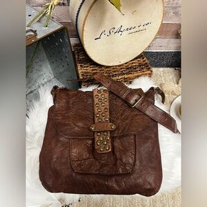 Civico93 Brown Leather Studded Crossbody